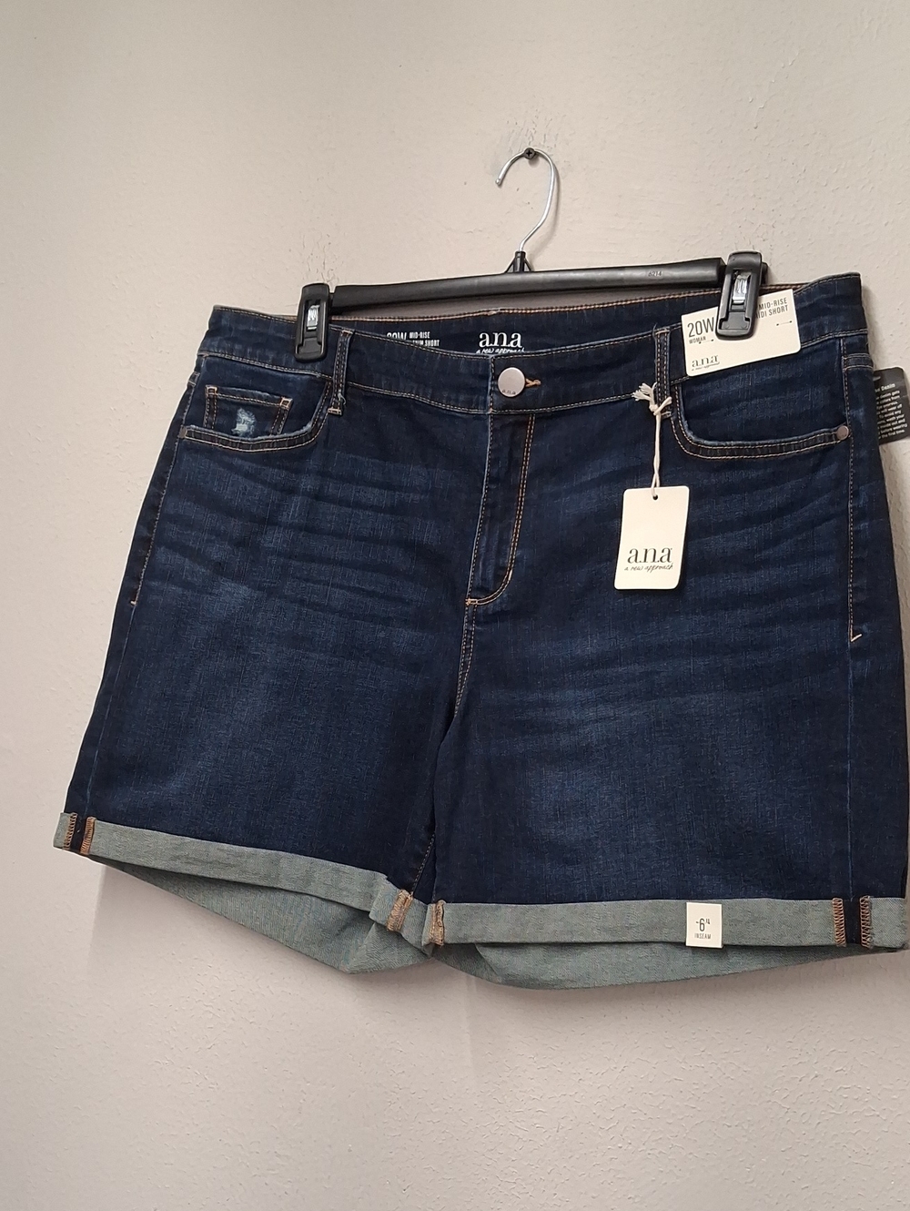 a.n.a Dark Indigo Rolled Cuff Denim Shorts